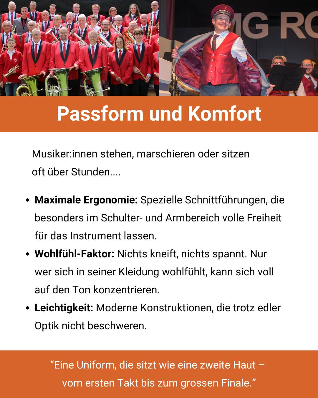 Die wichtigsten Kriterien für Musikuniformen 2 Musikuniformen Passform und Komfort