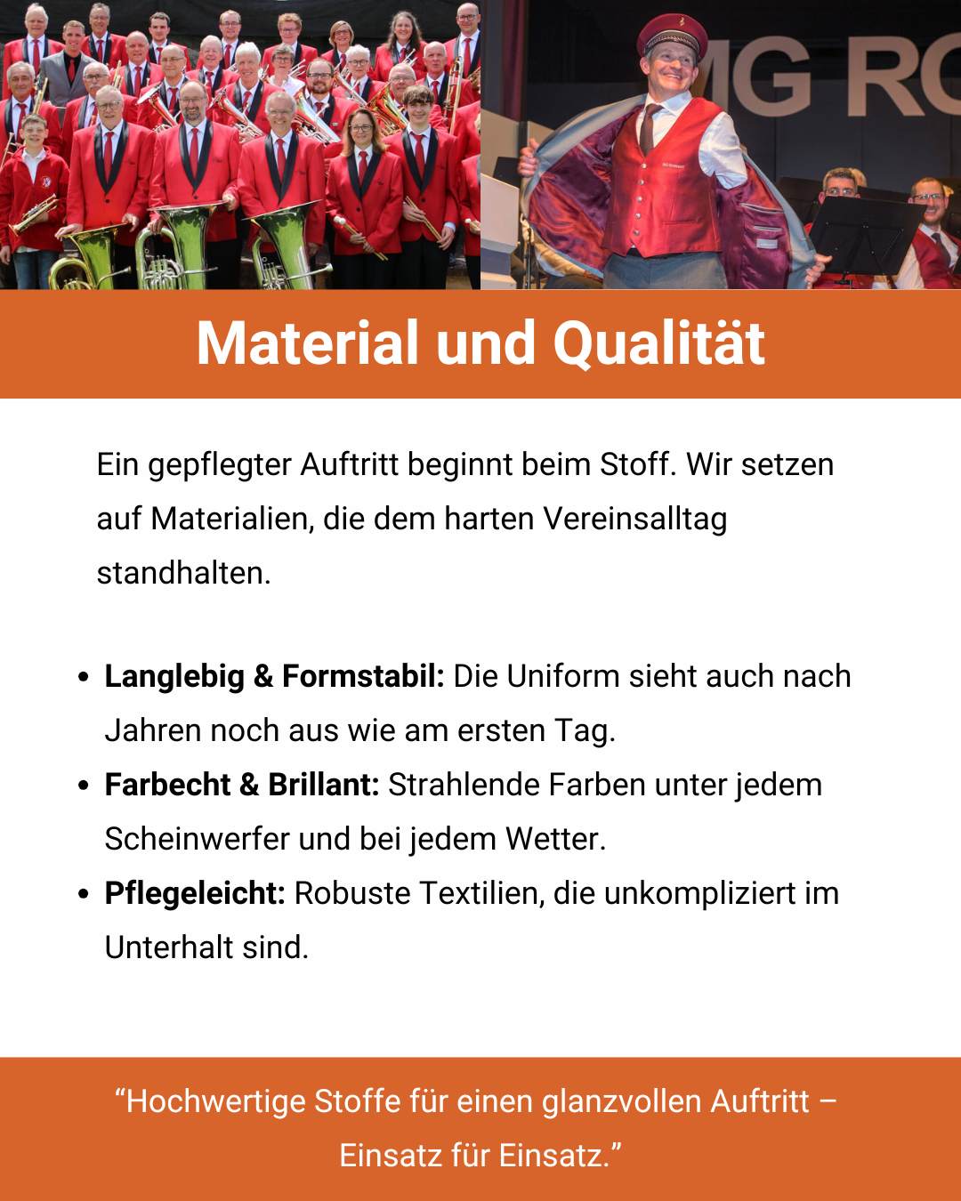 Die wichtigsten Kriterien für Musikuniformen 3 Musikuniformen Material und Qualität